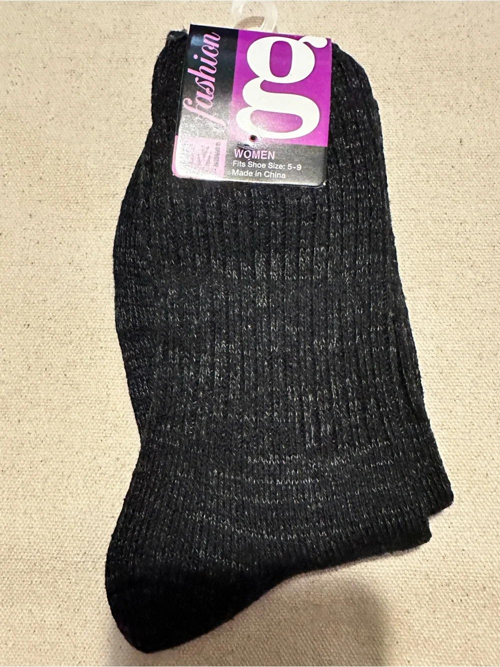 Gold Medal | Socks | Marled Charcoal & Black Ribbed Casual Socks | Women's